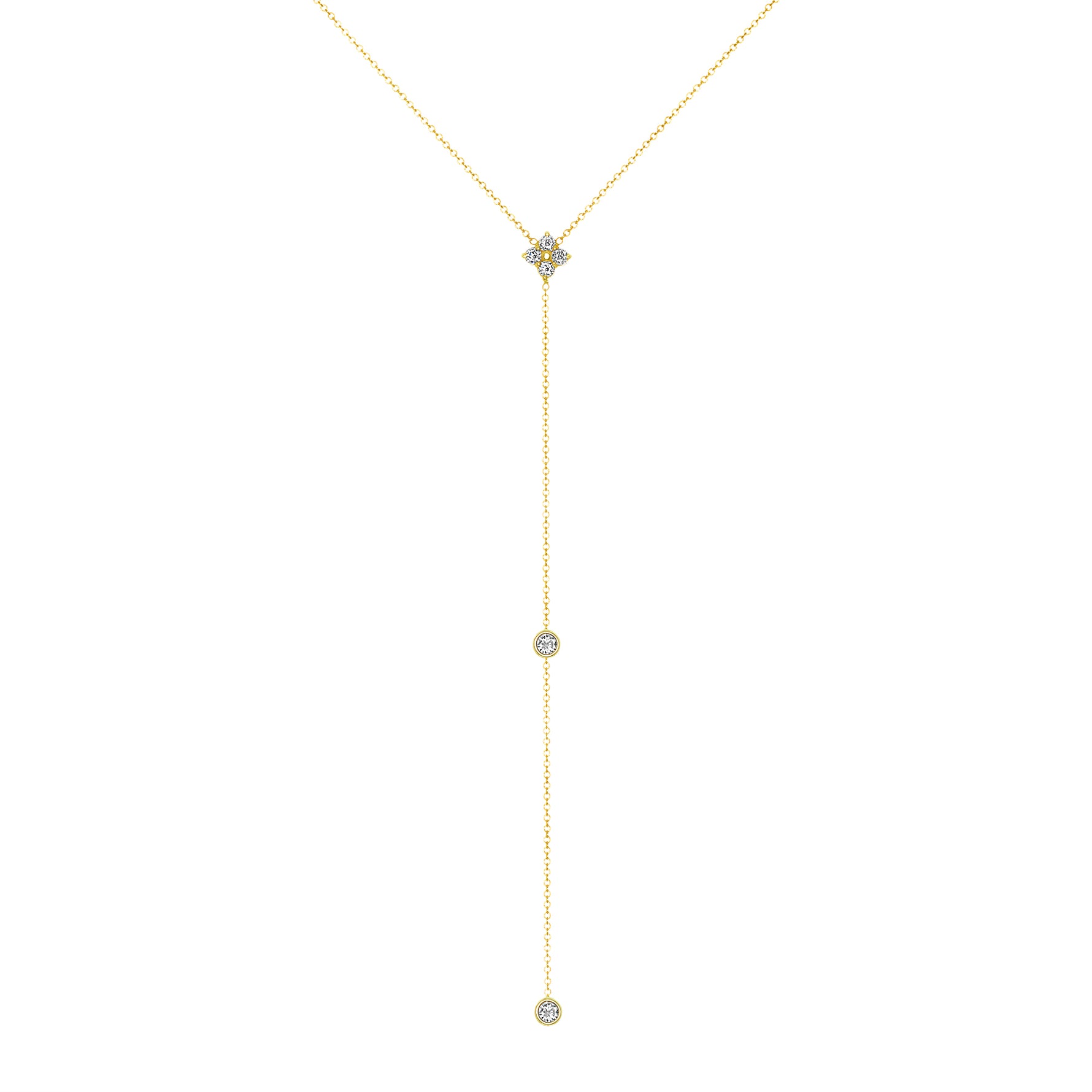 14K Gold Diamond Lariat Necklace Diamond Y-Necklace - Abtin & Company 