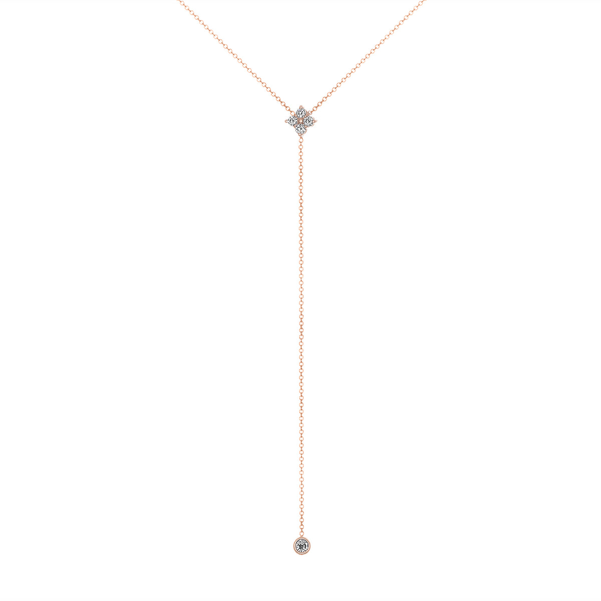 14K Gold Diamond Lariat Necklace Diamond Y-Necklace - Abtin & Company 