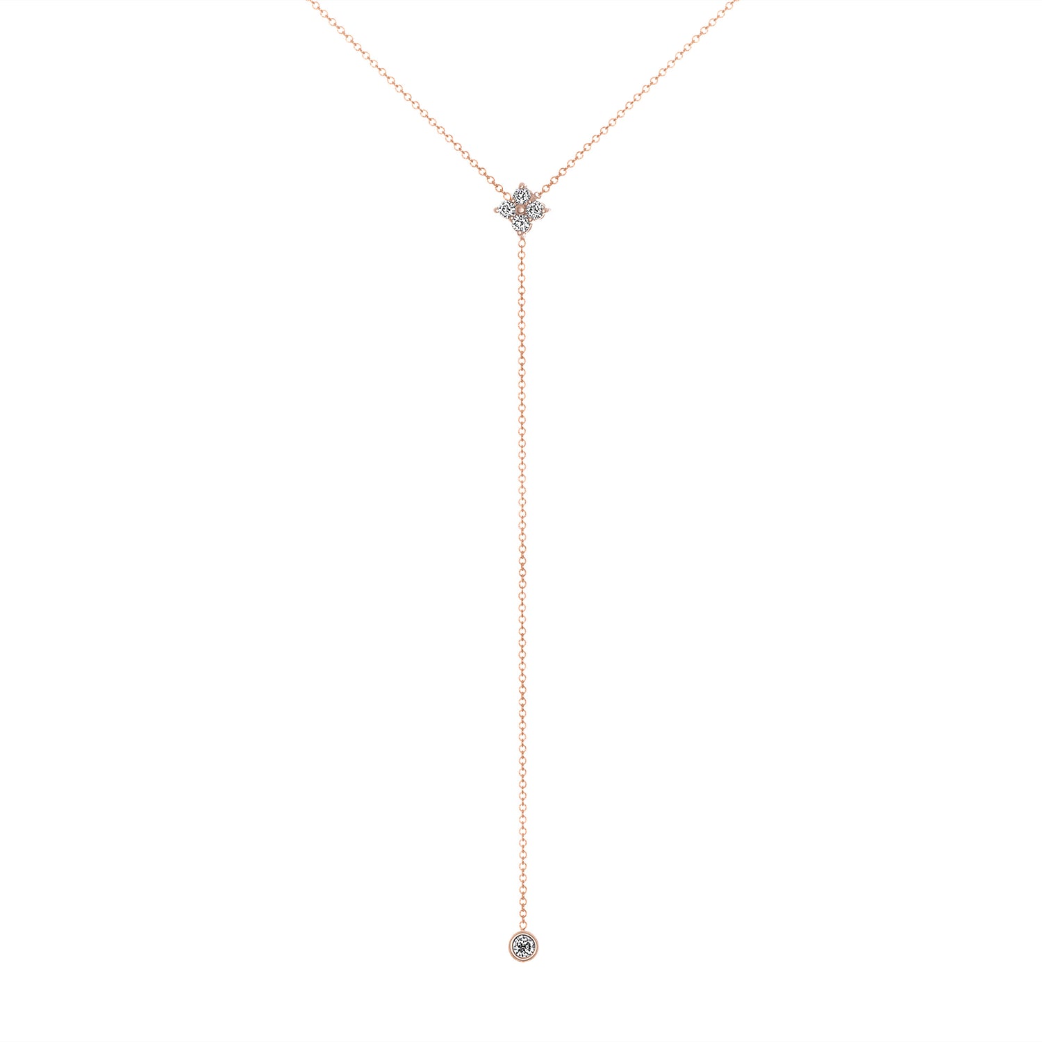 14K Gold Diamond Lariat Necklace Diamond Y-Necklace - Abtin & Company 