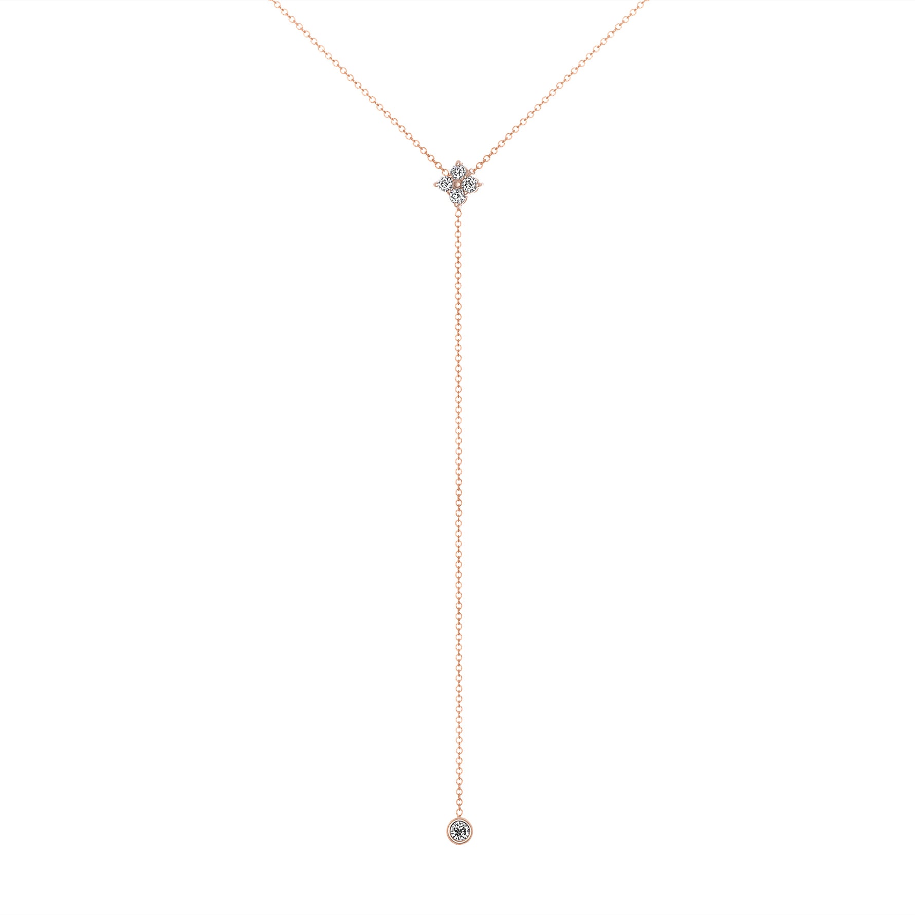 14K Gold Diamond Lariat Necklace Diamond Y-Necklace - Abtin & Company 