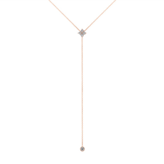 14K Gold Diamond Lariat Necklace Diamond Y-Necklace - Abtin & Company 