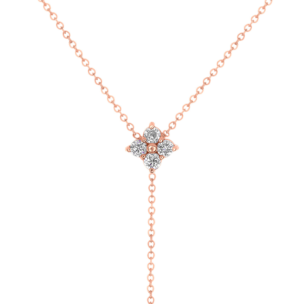 14K Gold Diamond Lariat Necklace Diamond Y-Necklace - Abtin & Company 