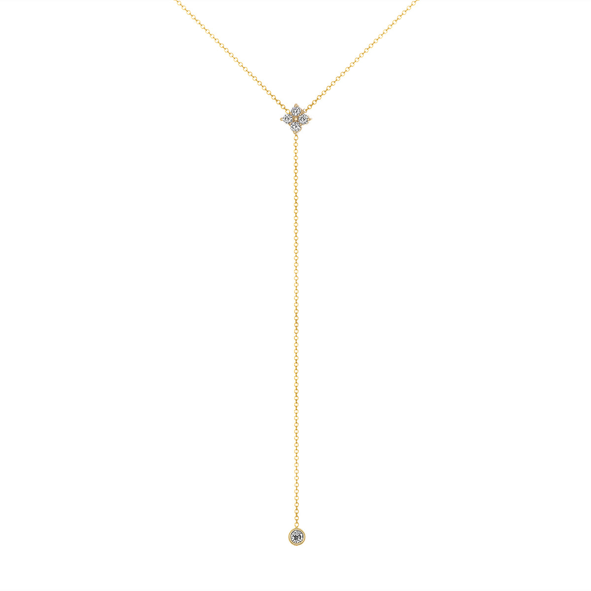 14K Gold Diamond Lariat Necklace Diamond Y-Necklace - Abtin & Company 