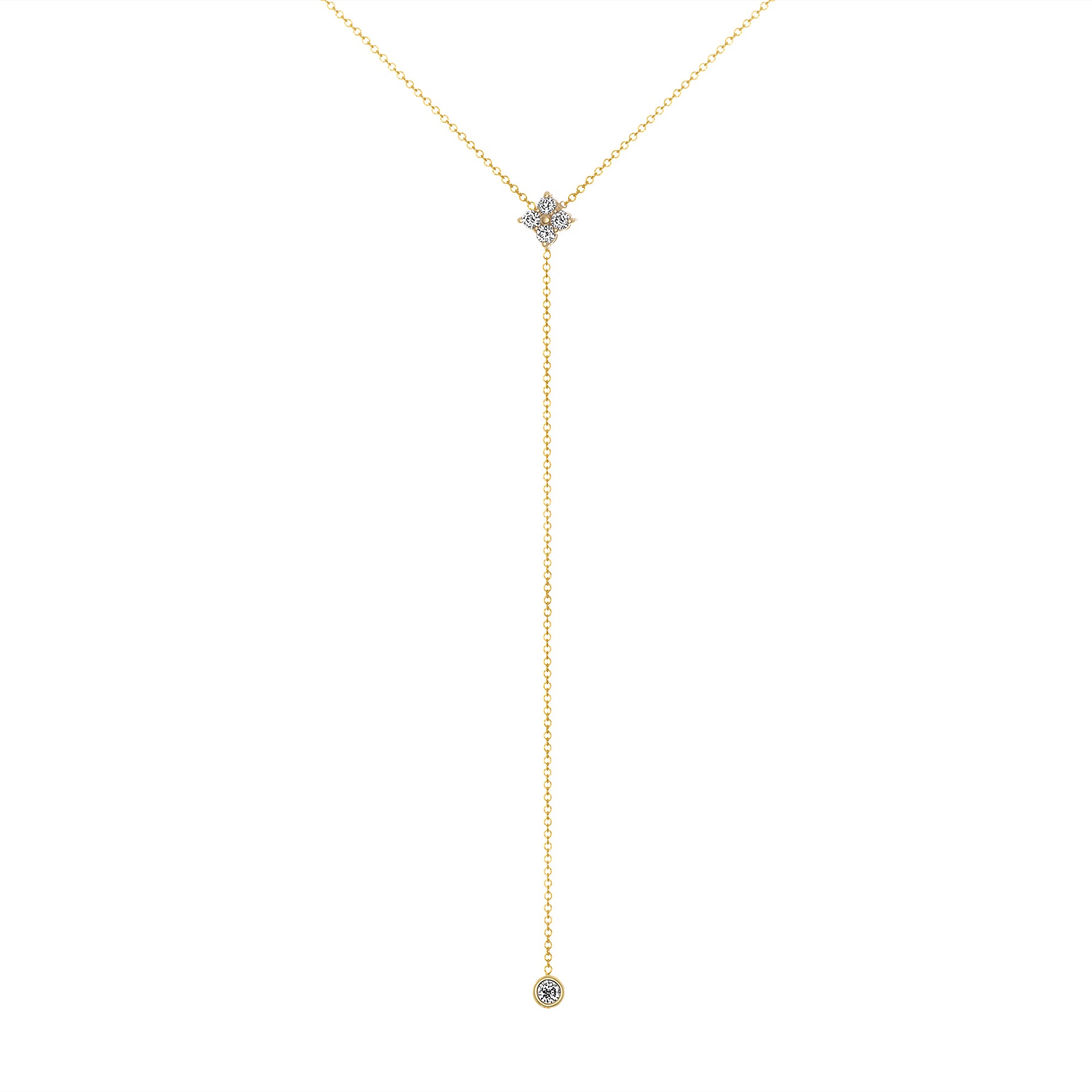 14K Gold Diamond Lariat Necklace Diamond Y-Necklace - Abtin & Company 