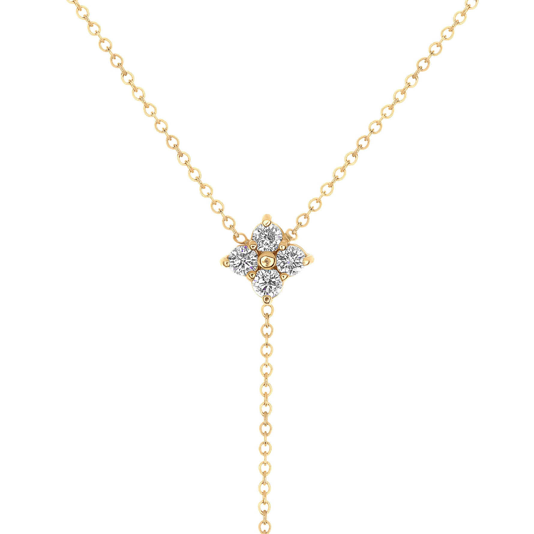 14K Gold Diamond Lariat Necklace Diamond Y-Necklace - Abtin & Company 