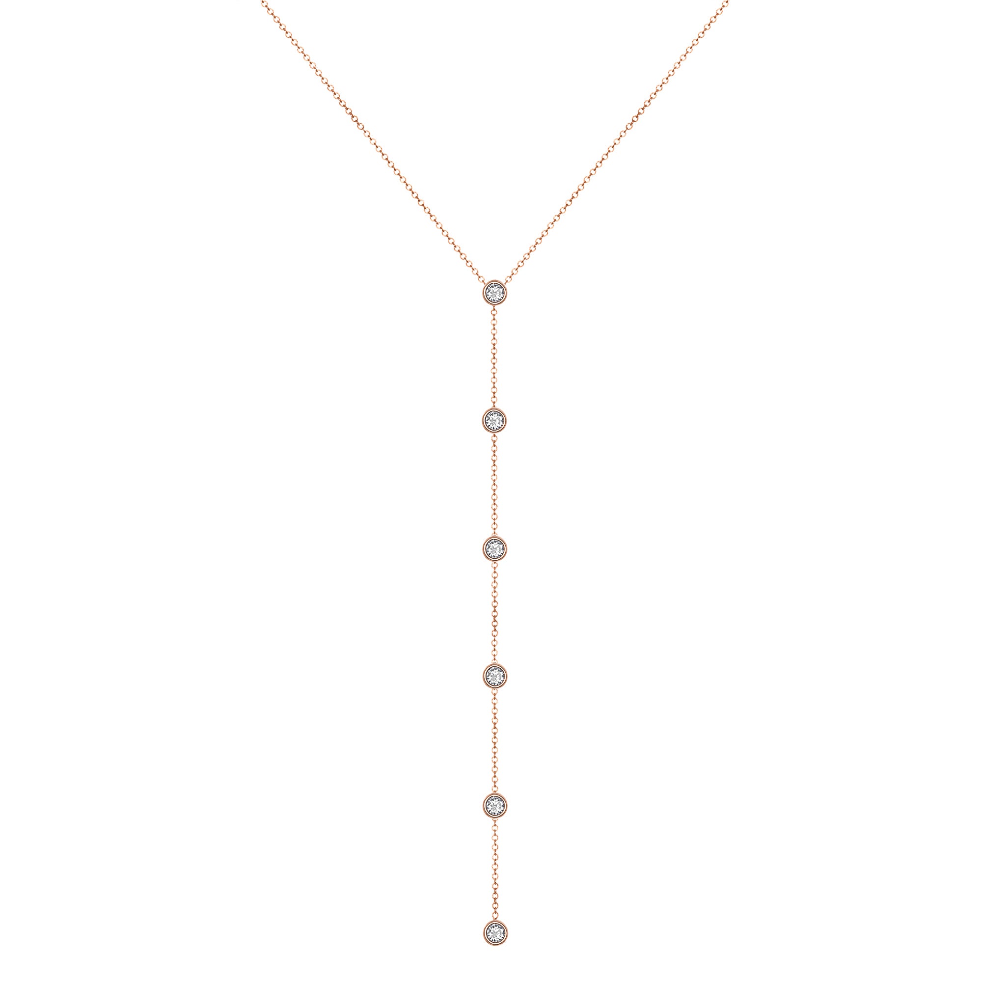 14K Gold Diamond Lariat Necklace Diamond Y-Necklace - Abtin & Company 