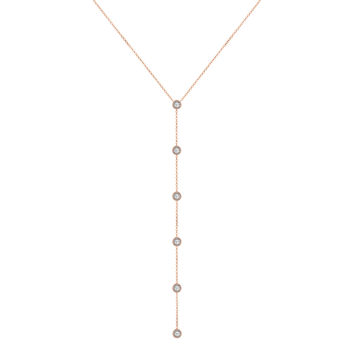 14K Gold Diamond Lariat Necklace Diamond Y-Necklace - Abtin & Company 