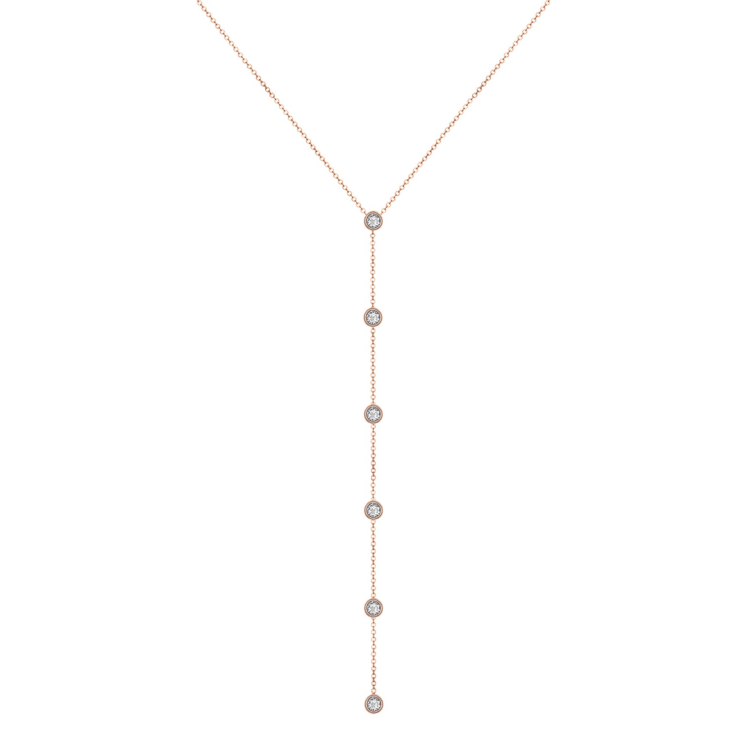 14K Gold Diamond Lariat Necklace Diamond Y-Necklace - Abtin & Company 