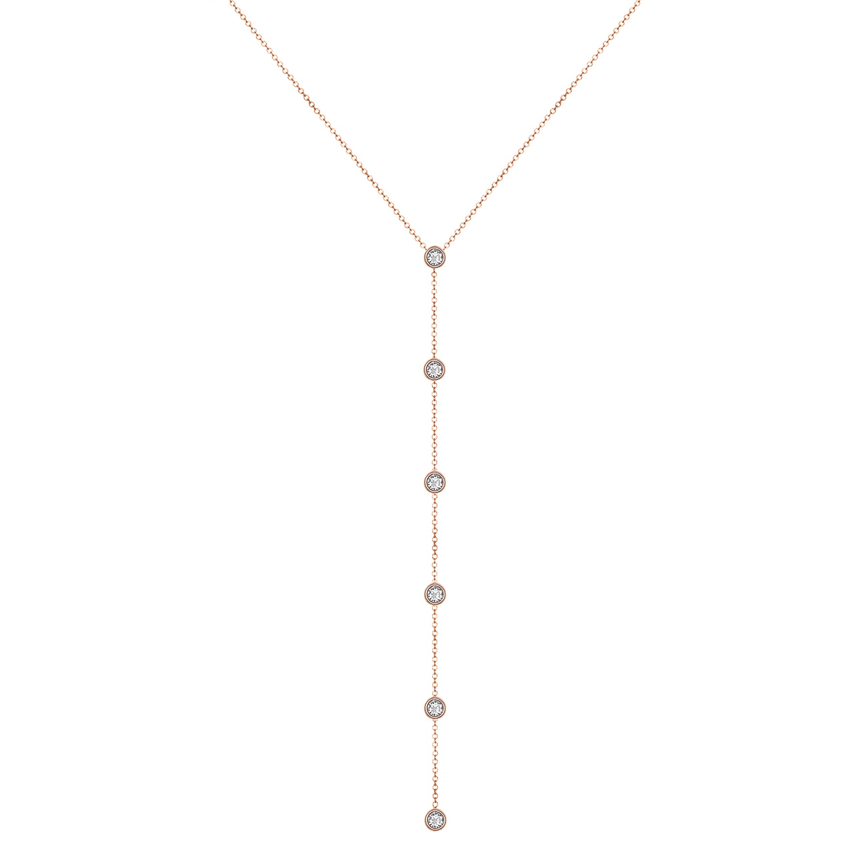 14K Gold Diamond Lariat Necklace Diamond Y-Necklace - Abtin & Company 
