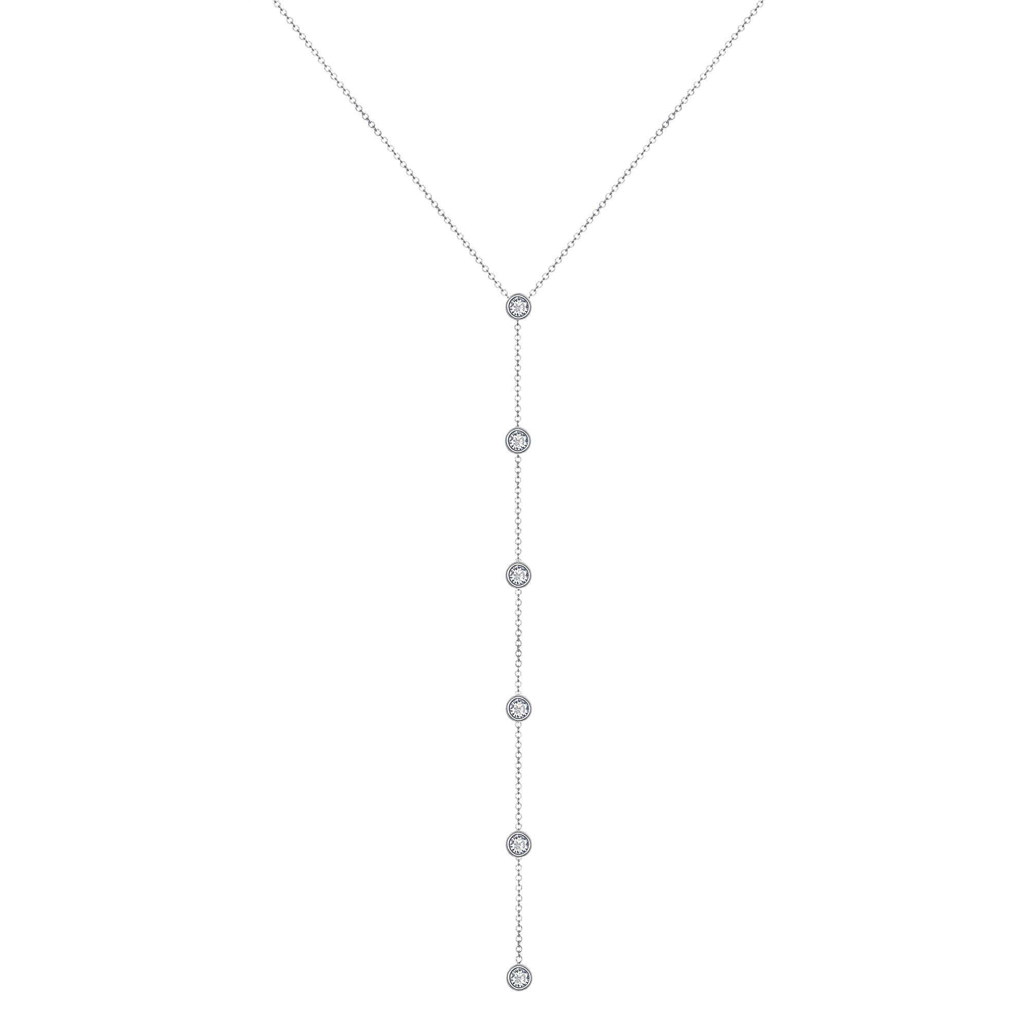 14K Gold Diamond Lariat Necklace Diamond Y-Necklace - Abtin & Company 