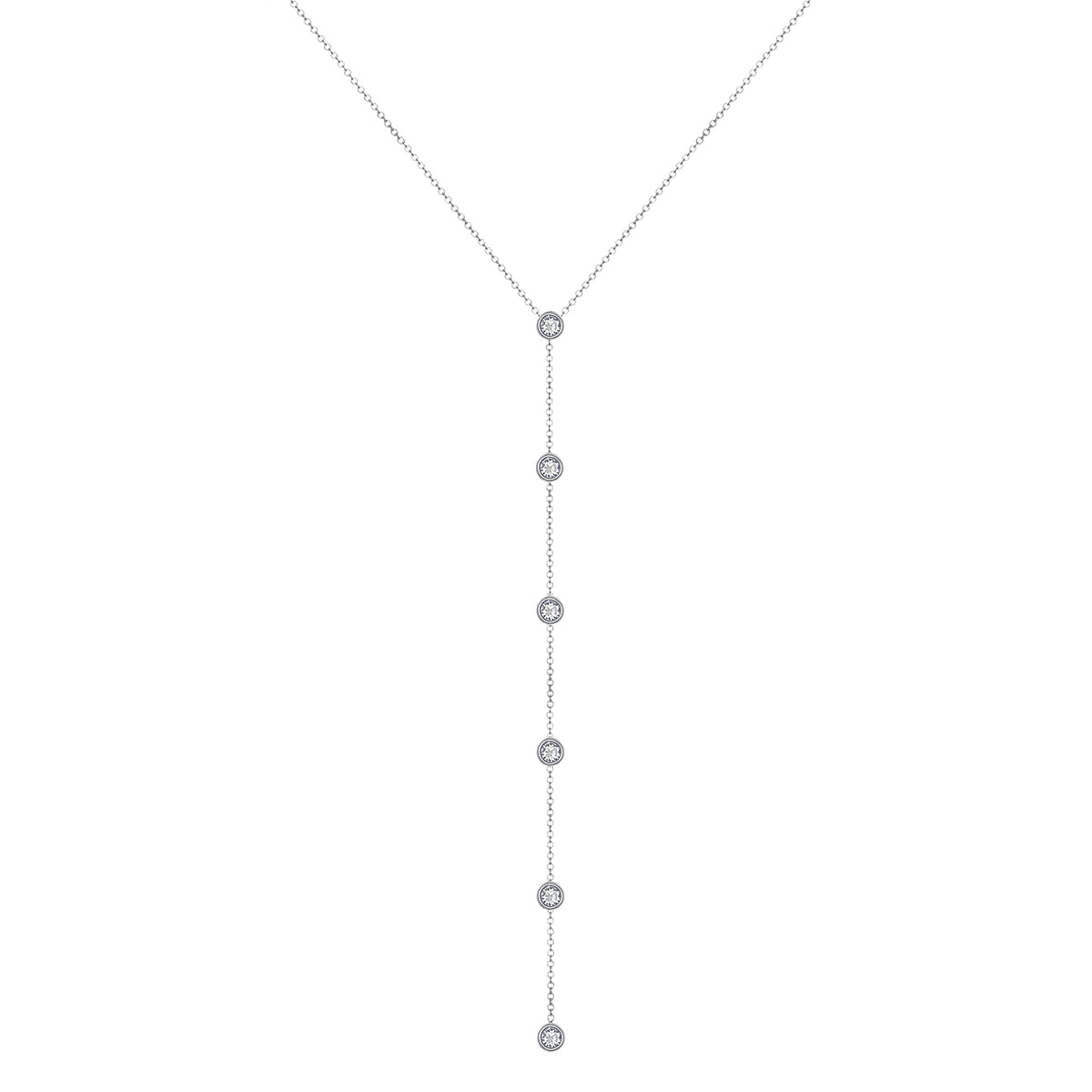 14K Gold Diamond Lariat Necklace Diamond Y-Necklace - Abtin & Company 