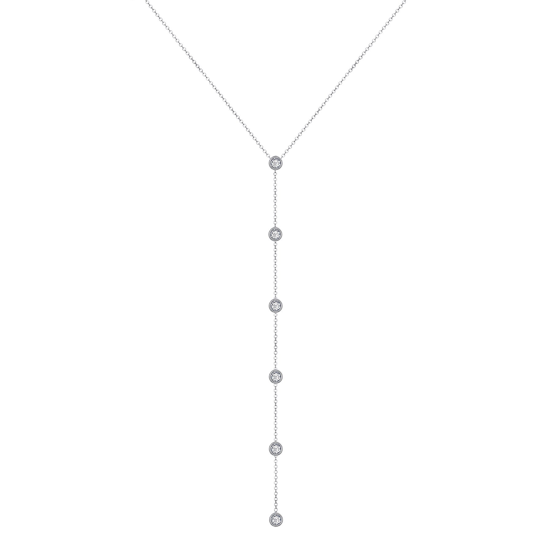 14K Gold Diamond Lariat Necklace Diamond Y-Necklace - Abtin & Company 