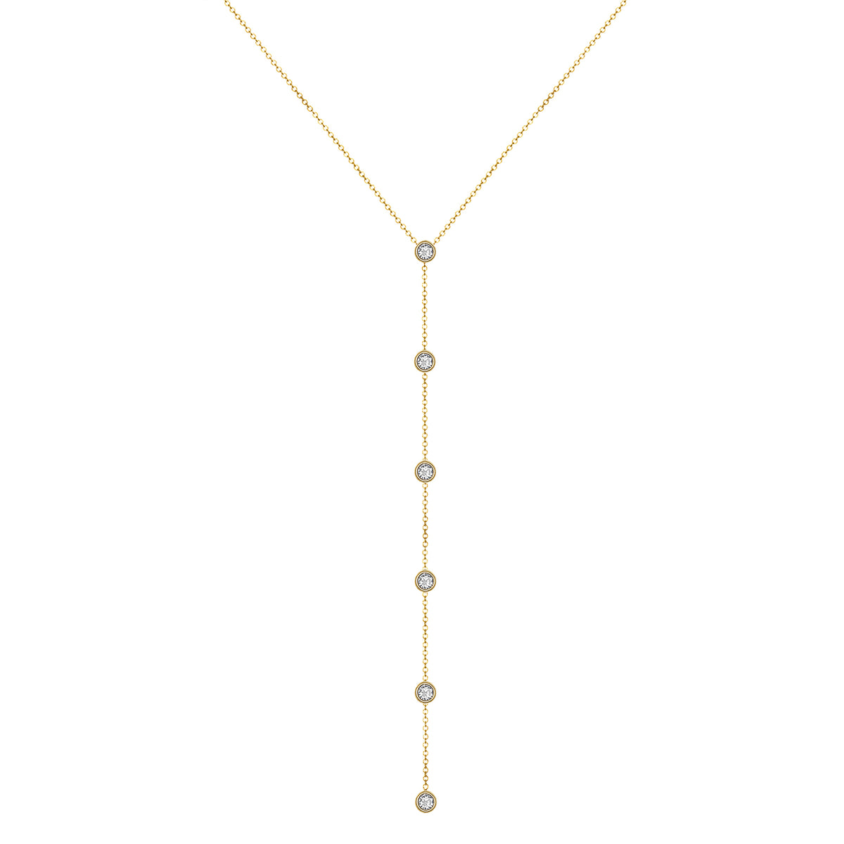 14K Gold Diamond Lariat Necklace Diamond Y-Necklace - Abtin & Company 