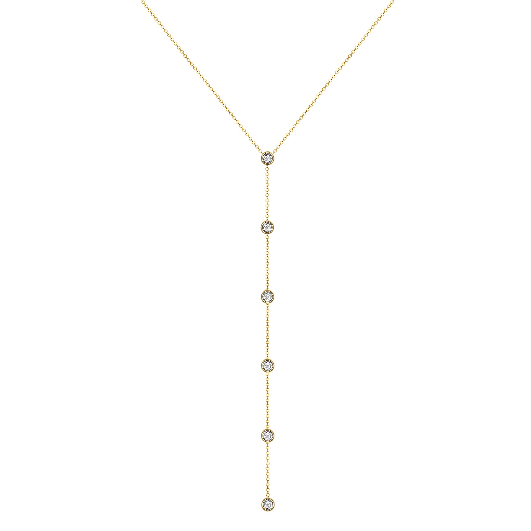 14K Gold Diamond Lariat Necklace Diamond Y-Necklace - Abtin & Company 