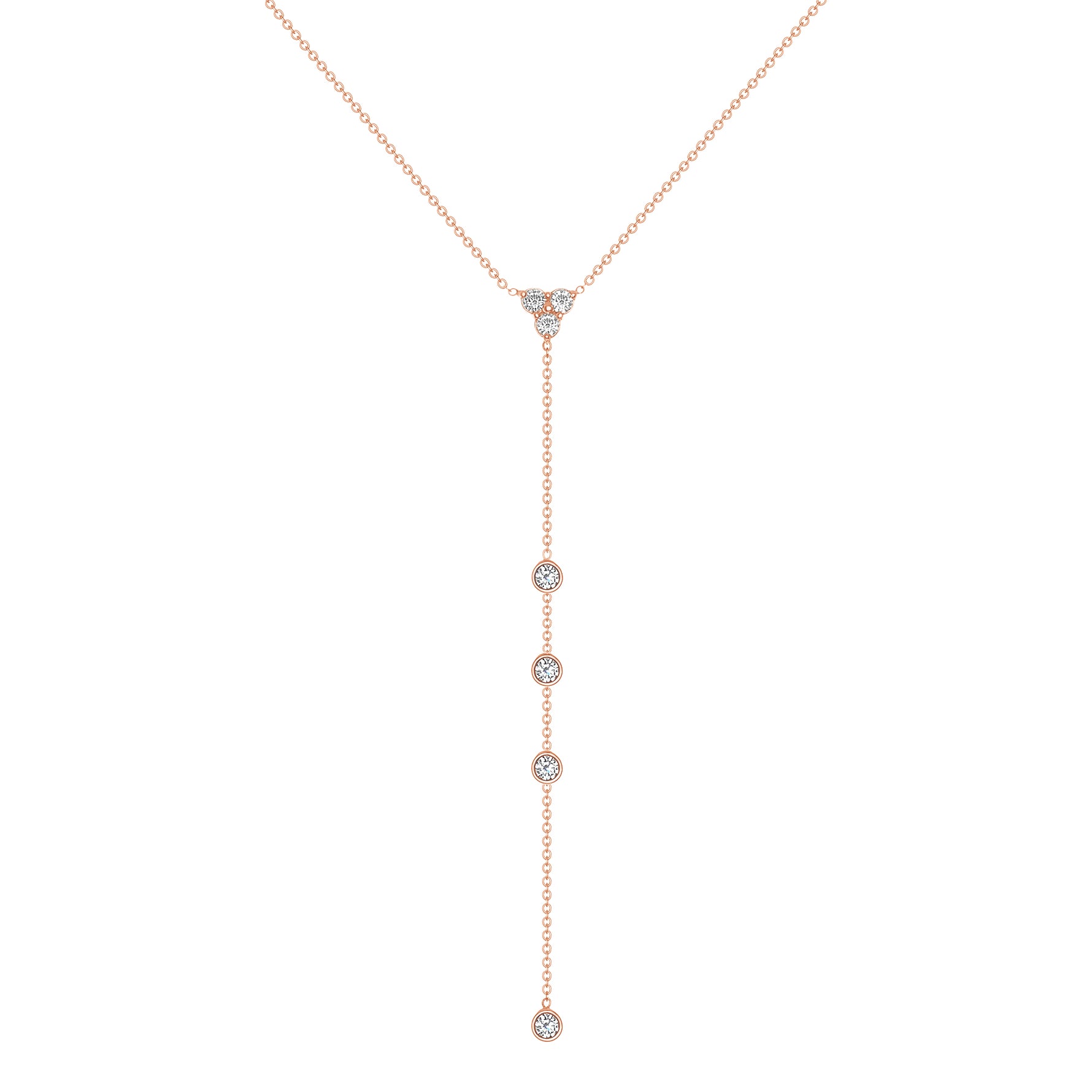 14K Gold Diamond Lariat Necklace Y-Necklace - Abtin & Company 