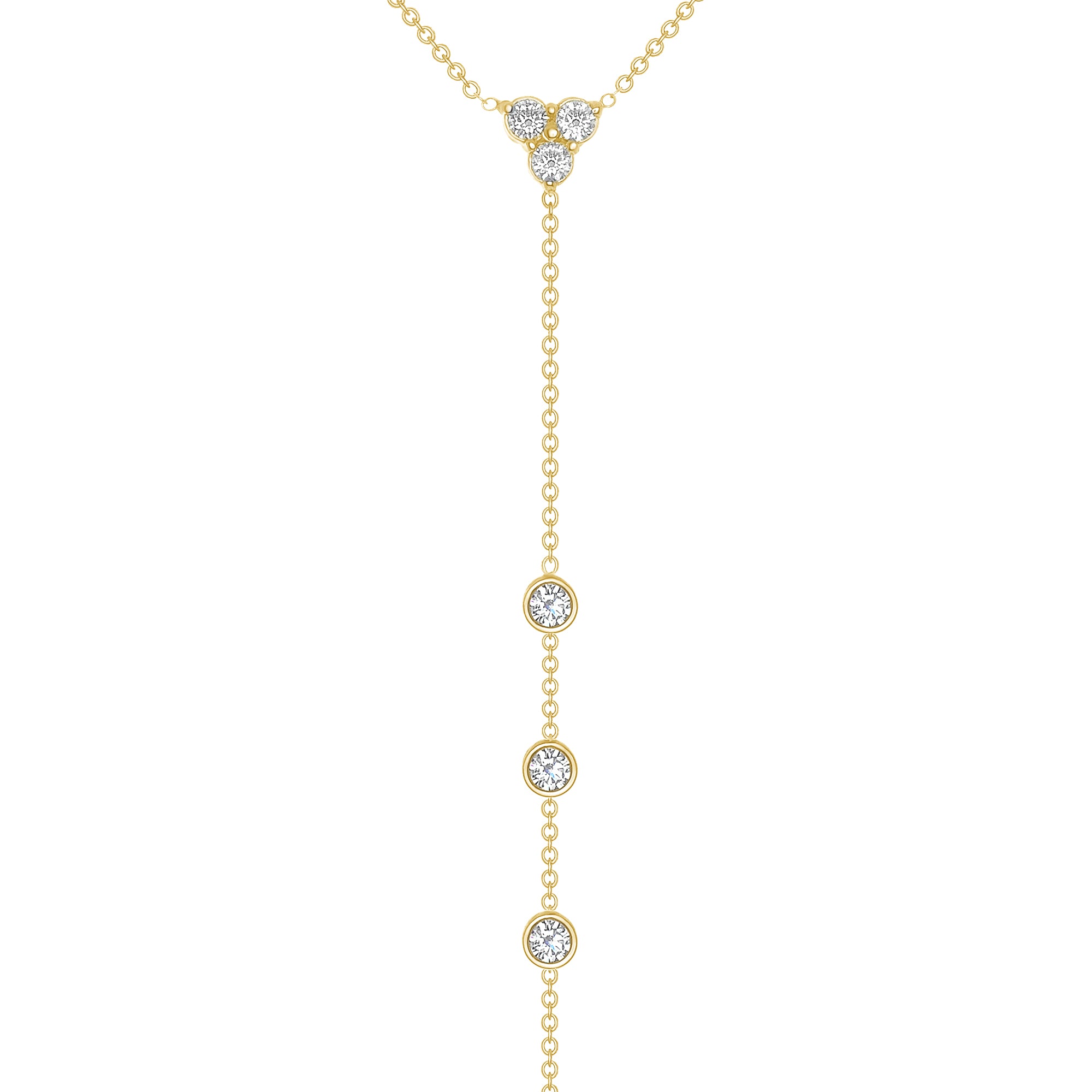 14K Gold Diamond Lariat Necklace Y-Necklace - Abtin & Company 