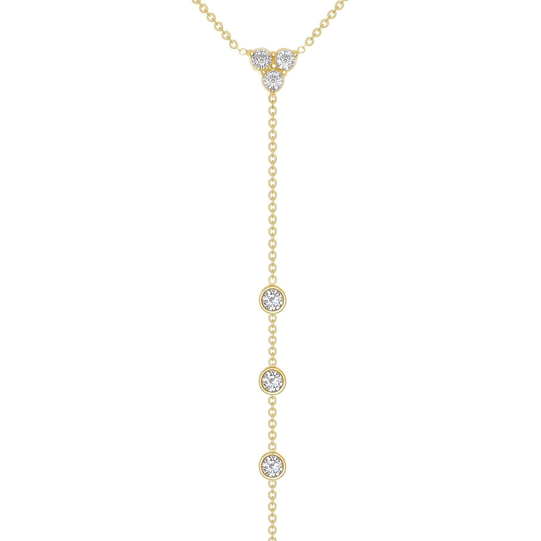 14K Gold Diamond Lariat Necklace Y-Necklace - Abtin & Company 