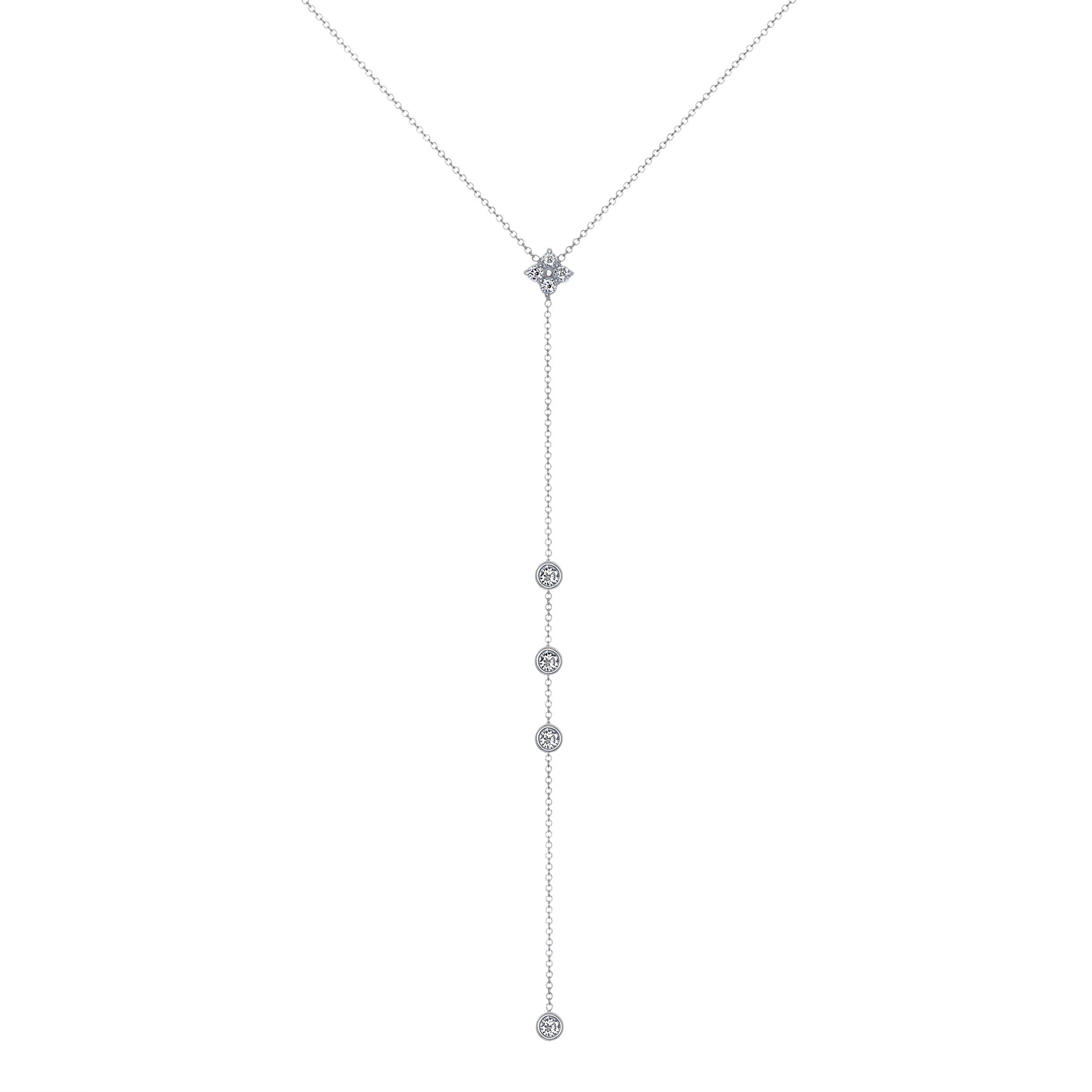 14K Gold Diamond Lariat Necklace Diamond Y-Necklace - Abtin & Company 