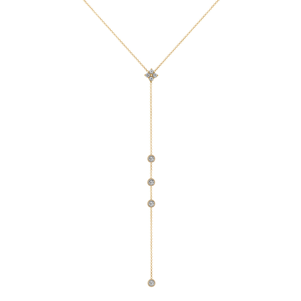 14K Gold Diamond Lariat Necklace Diamond Y-Necklace - Abtin & Company 