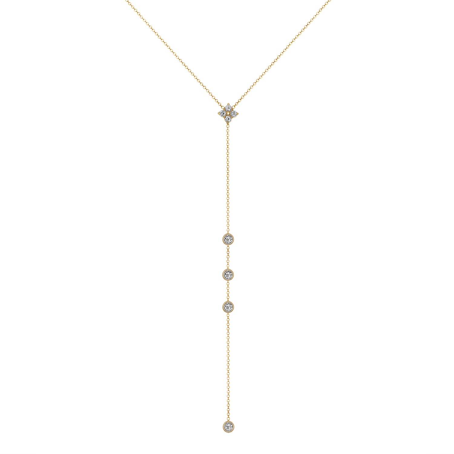 14K Gold Diamond Lariat Necklace Diamond Y-Necklace - Abtin & Company 