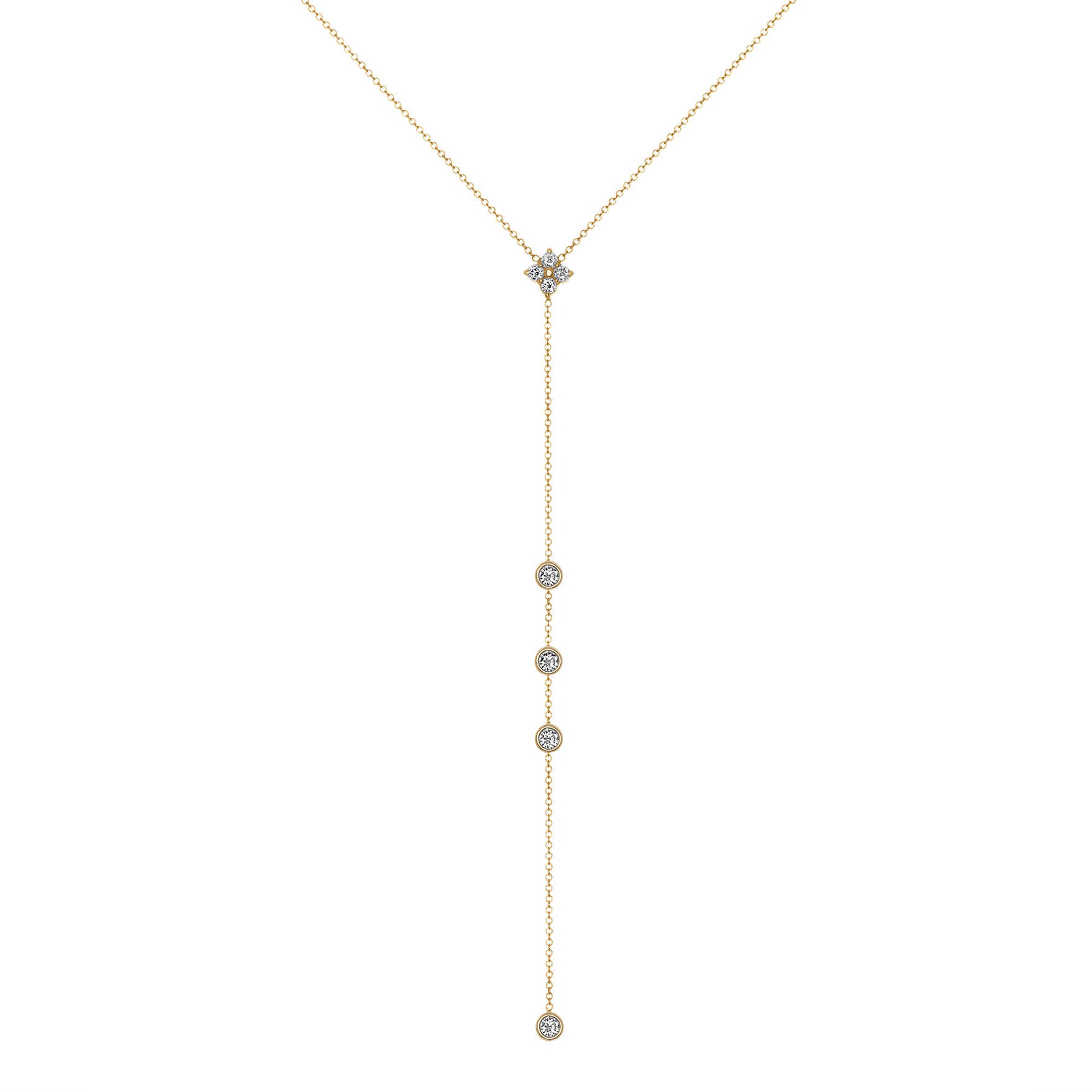 14K Gold Diamond Lariat Necklace Diamond Y-Necklace - Abtin & Company 