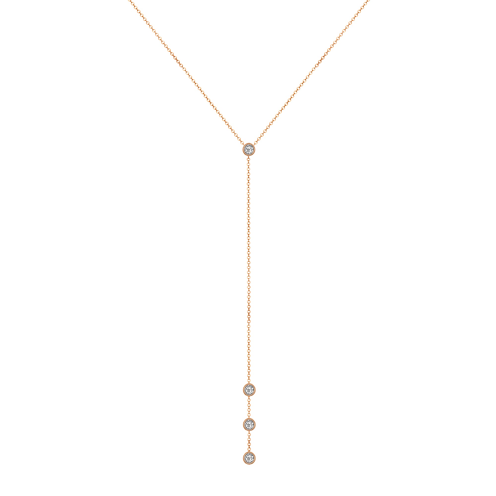 14K Gold Diamond Y-Necklace Lariat Necklace - Abtin & Company 