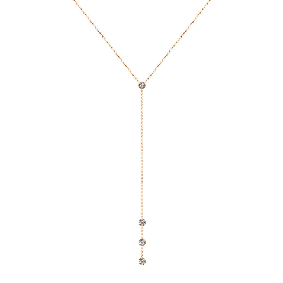 14K Gold Diamond Y-Necklace Lariat Necklace - Abtin & Company 