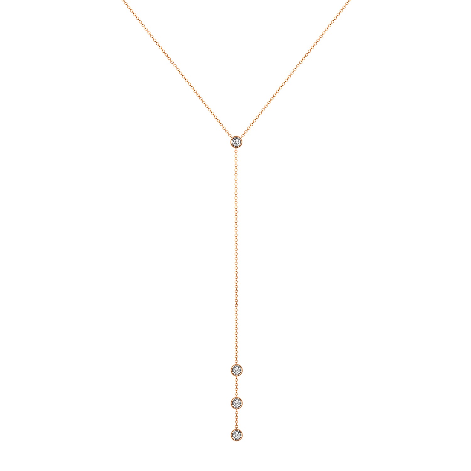 14K Gold Diamond Y-Necklace Lariat Necklace - Abtin & Company 