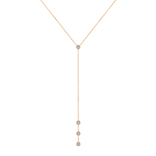 14K Gold Diamond Y-Necklace Lariat Necklace - Abtin & Company 