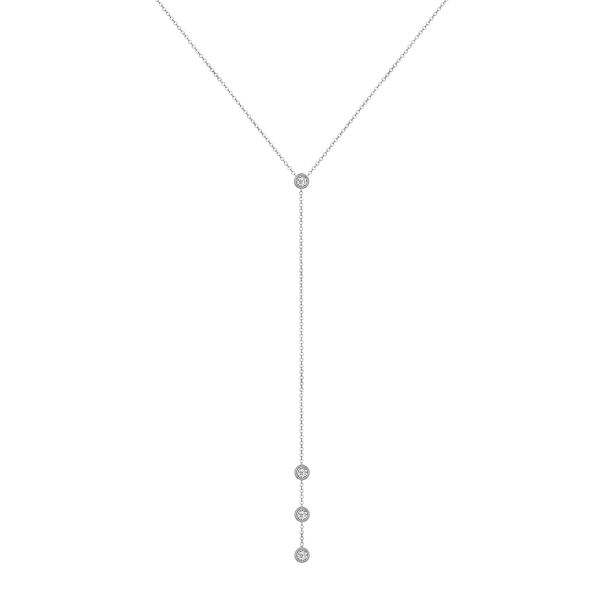 14K Gold Diamond Y-Necklace Lariat Necklace - Abtin & Company 