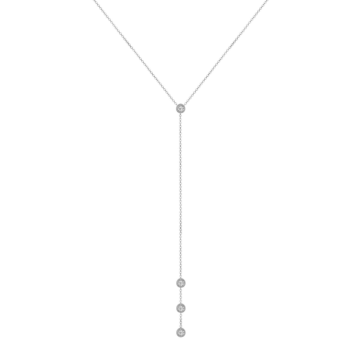 14K Gold Diamond Y-Necklace Lariat Necklace - Abtin & Company 