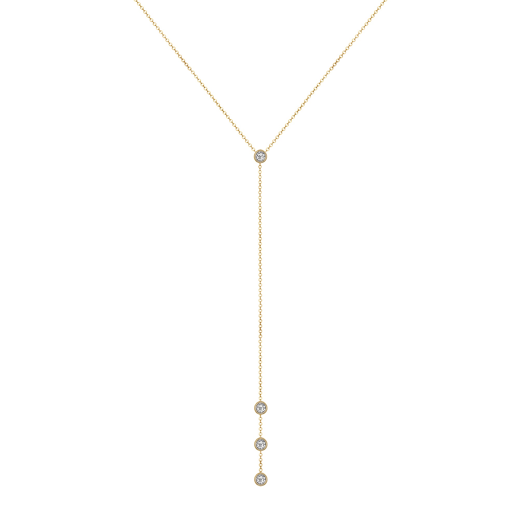 14K Gold Diamond Y-Necklace Lariat Necklace - Abtin & Company 