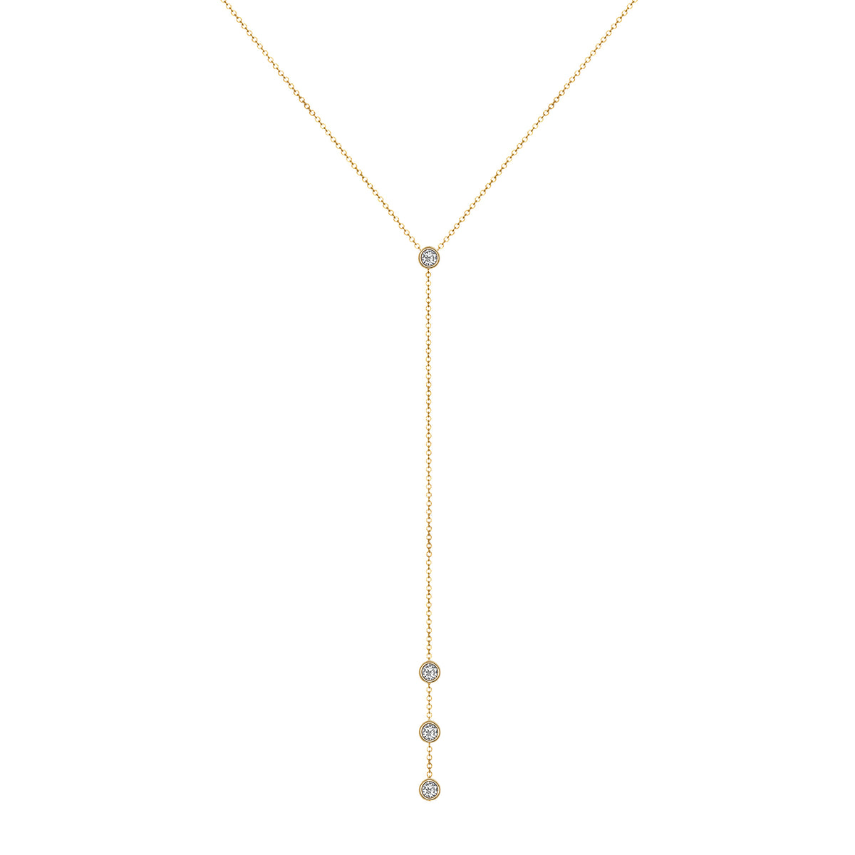 14K Gold Diamond Y-Necklace Lariat Necklace - Abtin & Company 