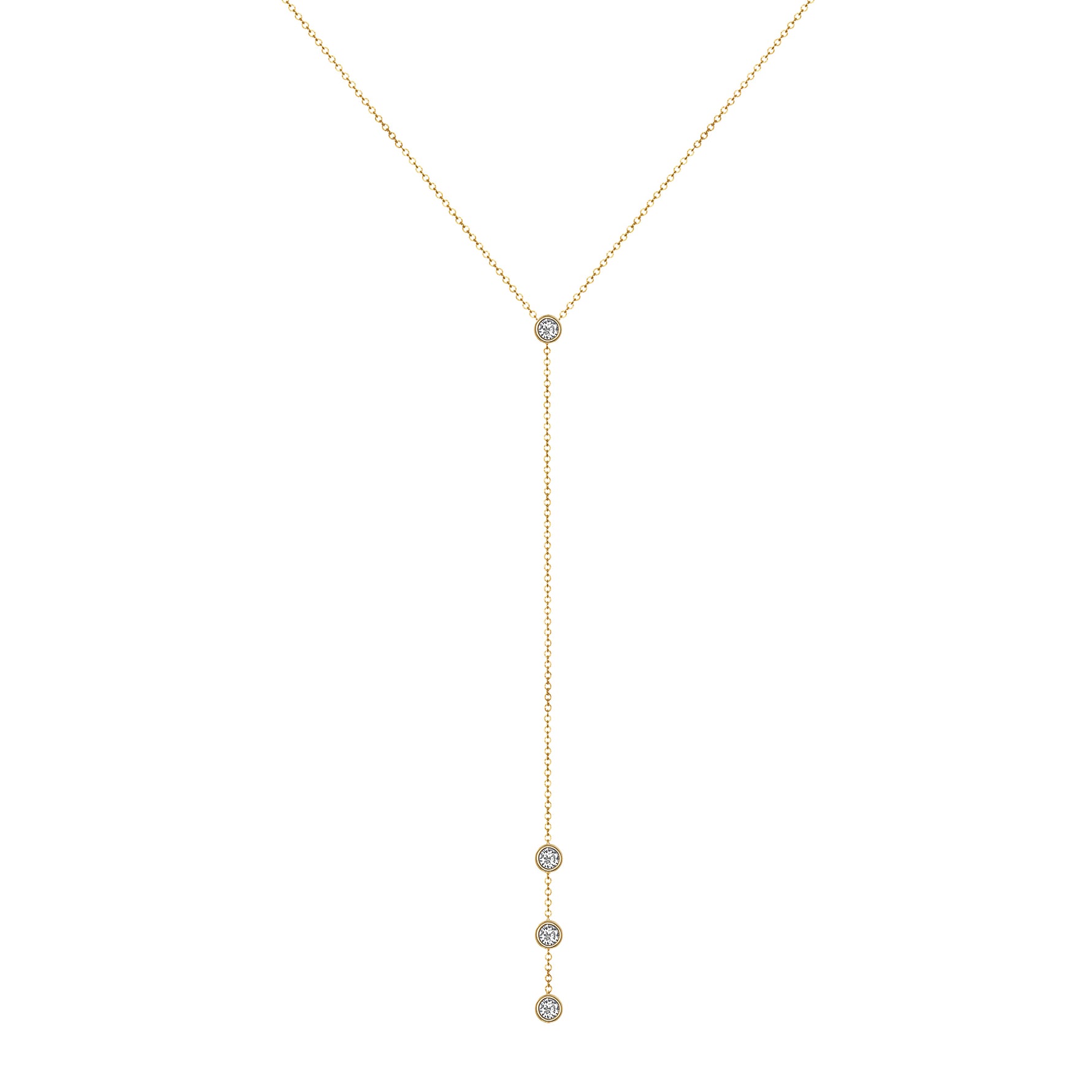 14K Gold Diamond Y-Necklace Lariat Necklace - Abtin & Company 
