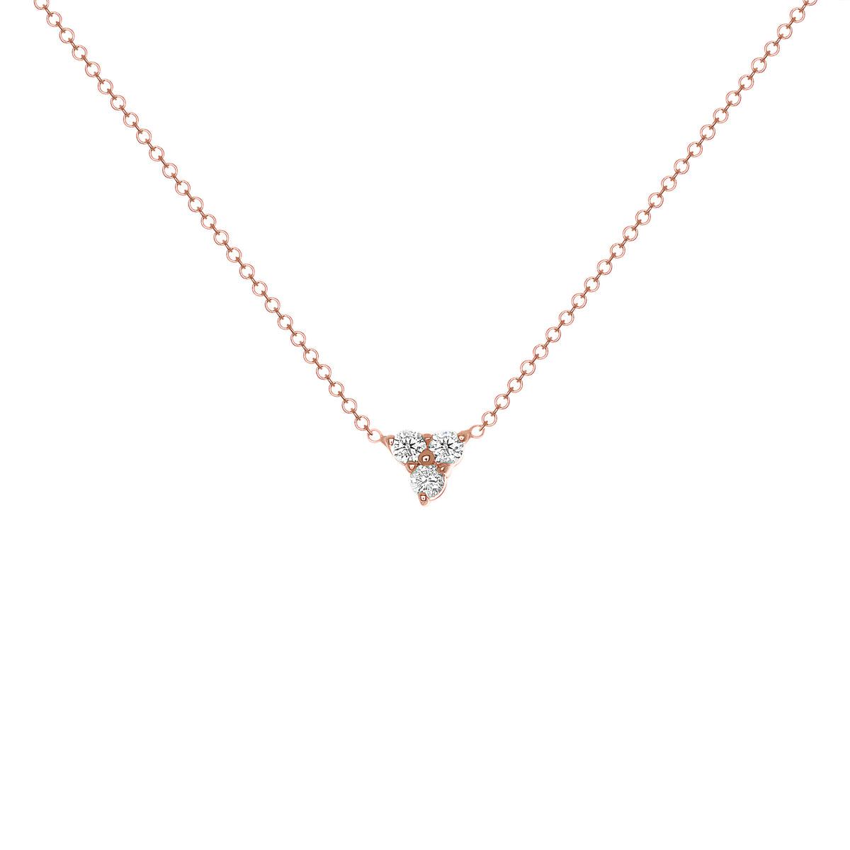 14K Gold Diamond Necklace Three-stone Diamond Necklace Trio Diamond Necklace - Abtin & Company 