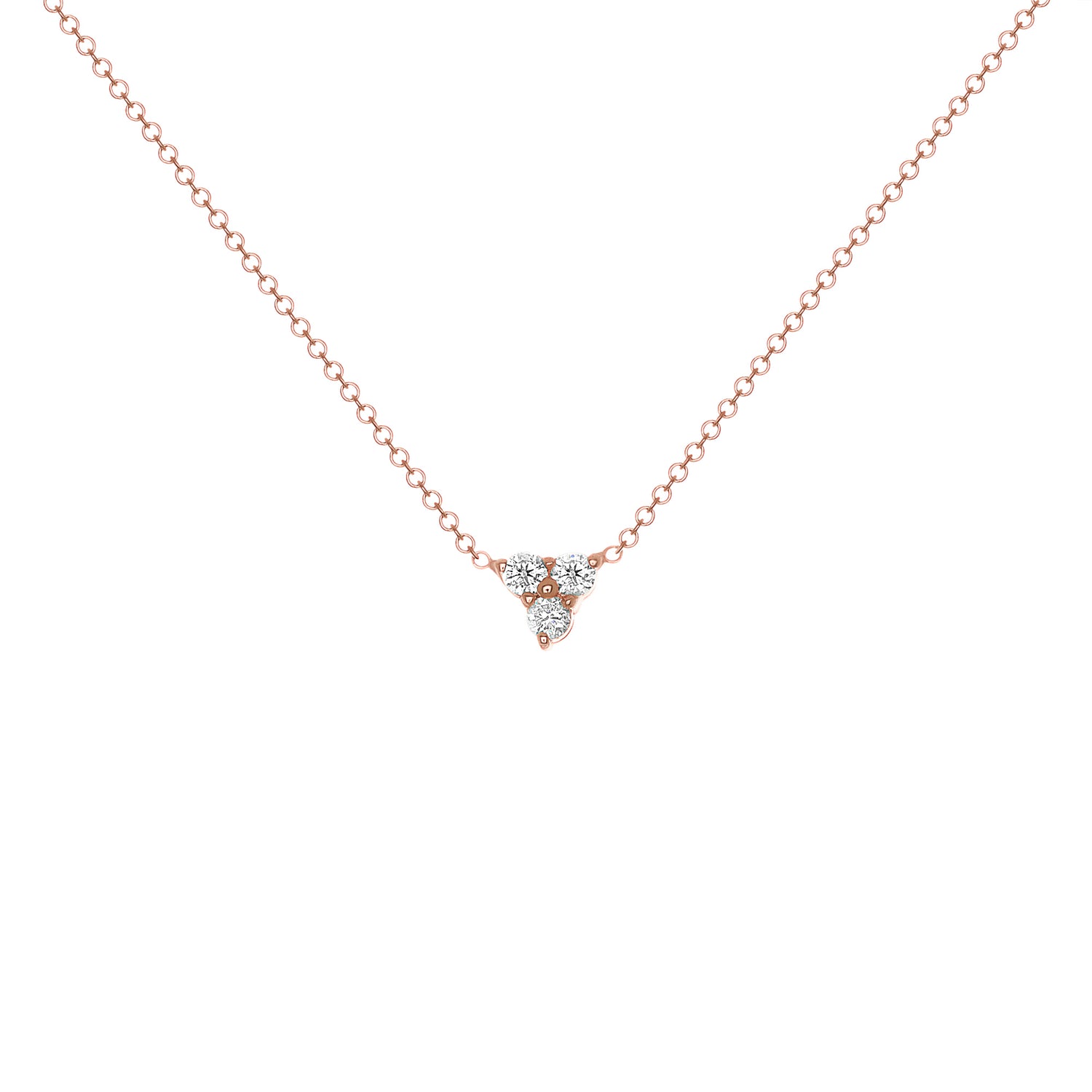 14K Gold Diamond Necklace Three-stone Diamond Necklace Trio Diamond Necklace - Abtin & Company 