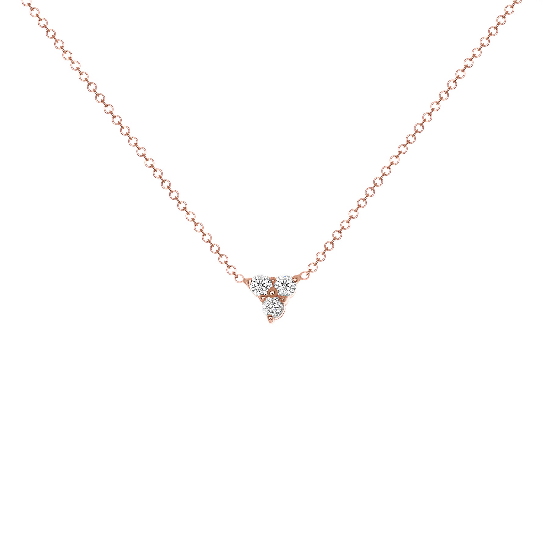 14K Gold Diamond Necklace Three-stone Diamond Necklace Trio Diamond Necklace - Abtin & Company 