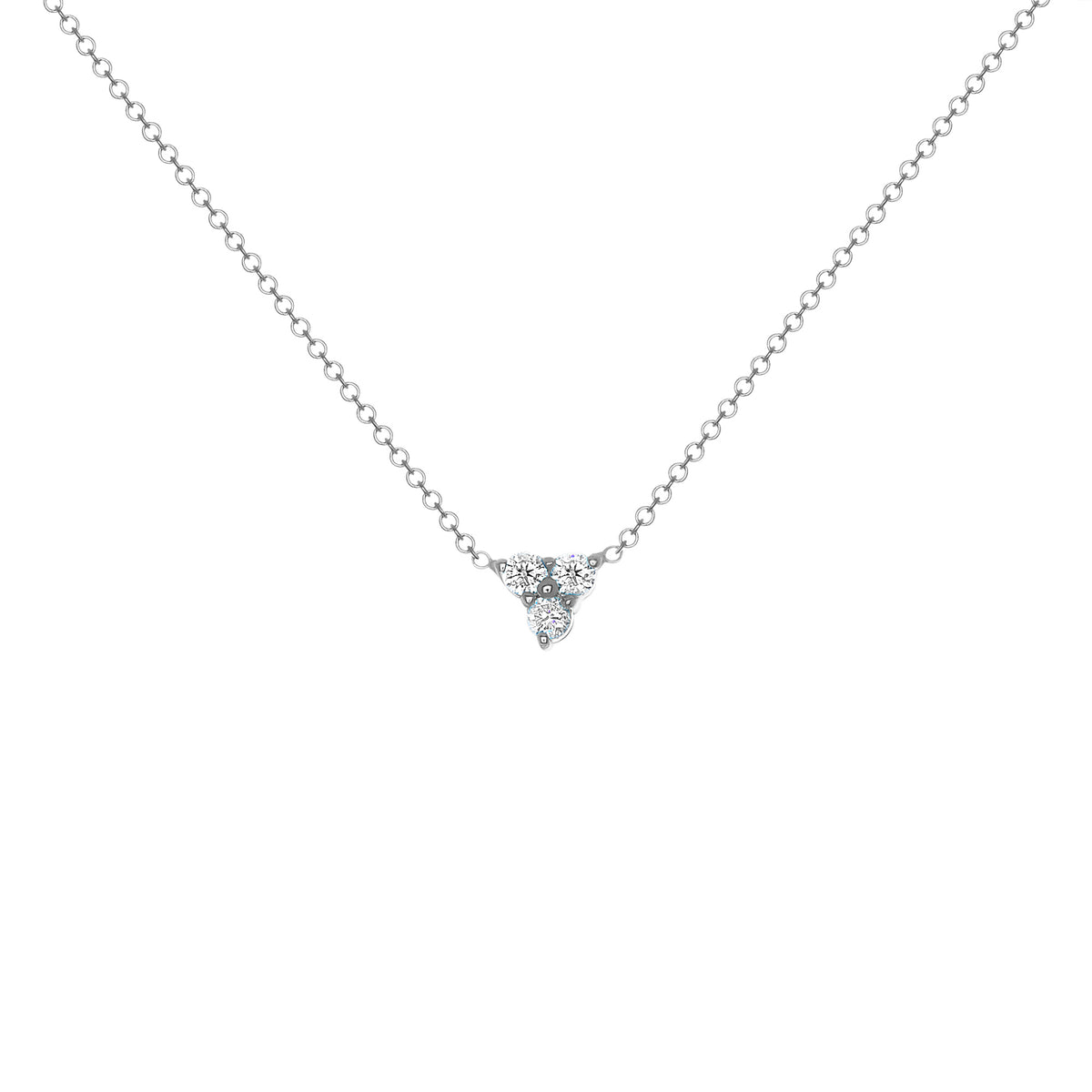 14K Gold Diamond Necklace Three-stone Diamond Necklace Trio Diamond Necklace - Abtin & Company 