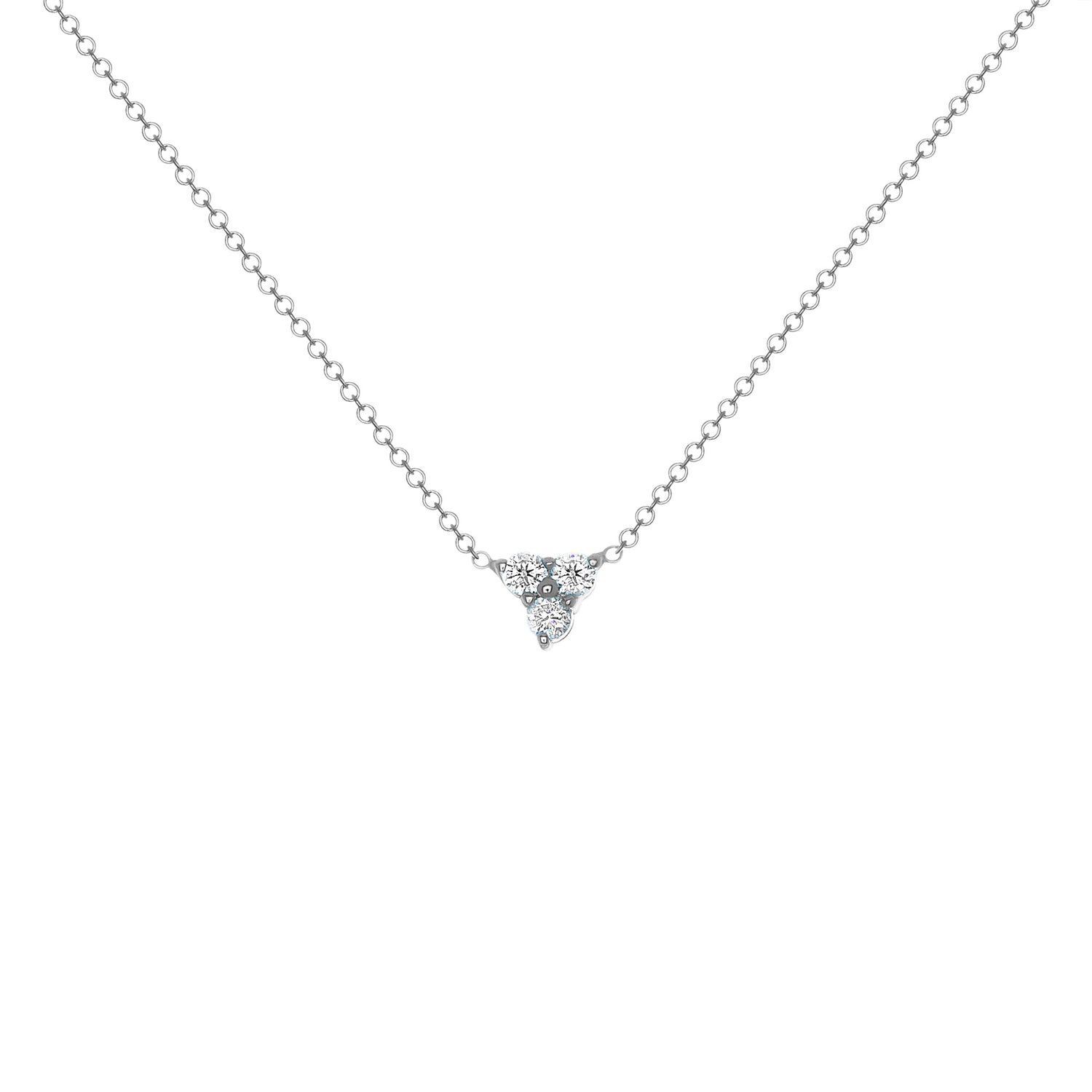 14K Gold Diamond Necklace Three-stone Diamond Necklace Trio Diamond Necklace - Abtin & Company 