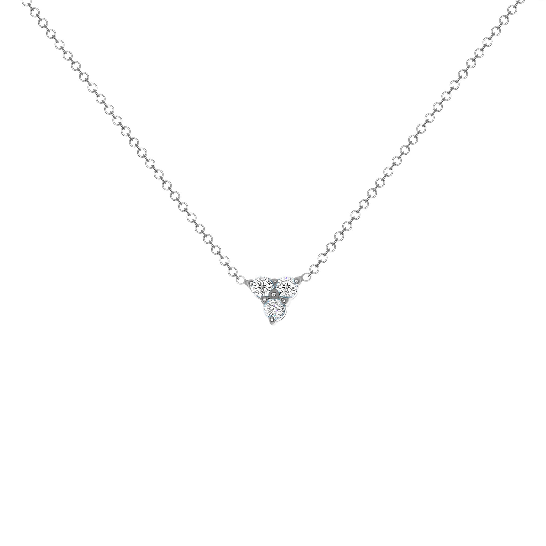 14K Gold Diamond Necklace Three-stone Diamond Necklace Trio Diamond Necklace - Abtin & Company 
