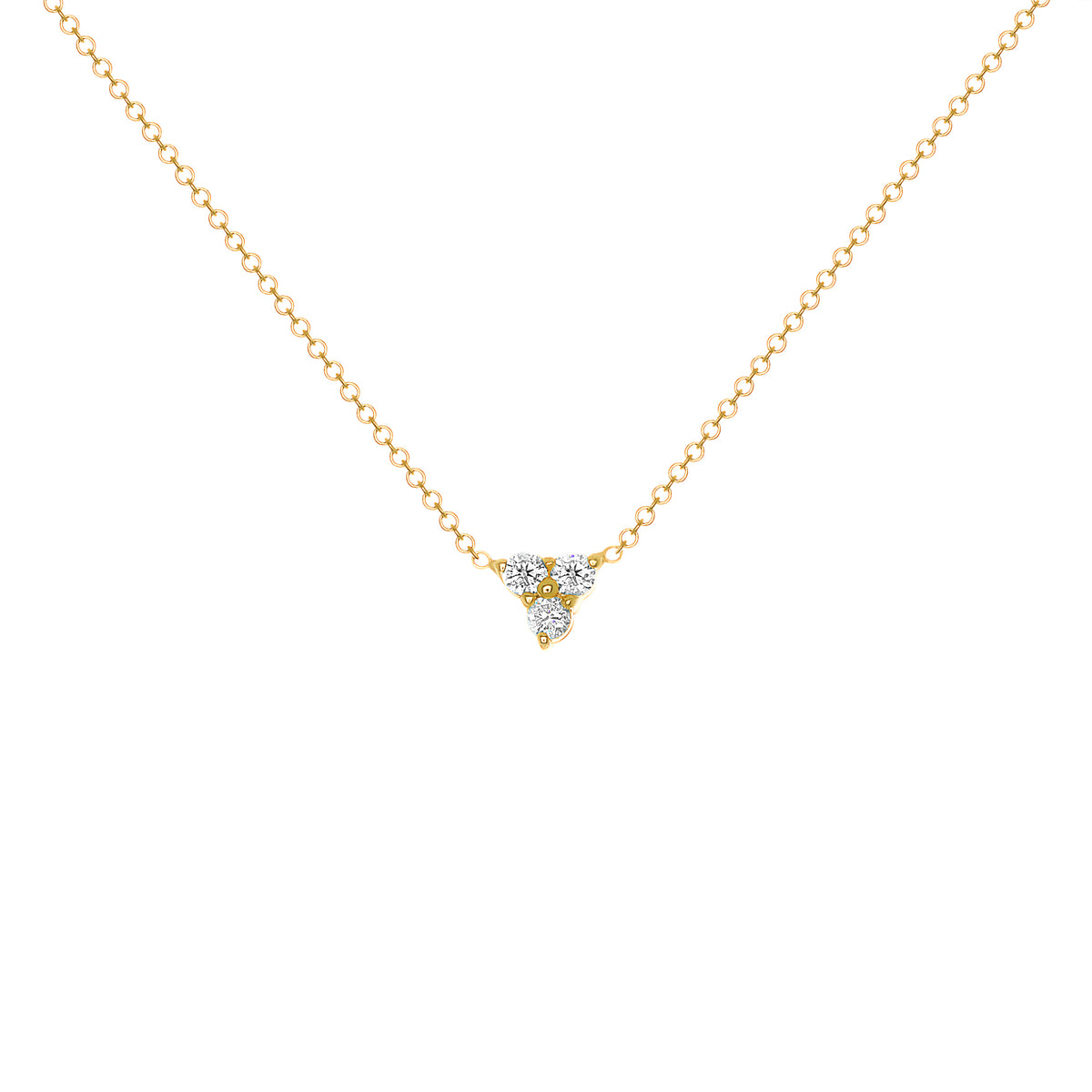 14K Gold Diamond Necklace Three-stone Diamond Necklace Trio Diamond Necklace - Abtin & Company 