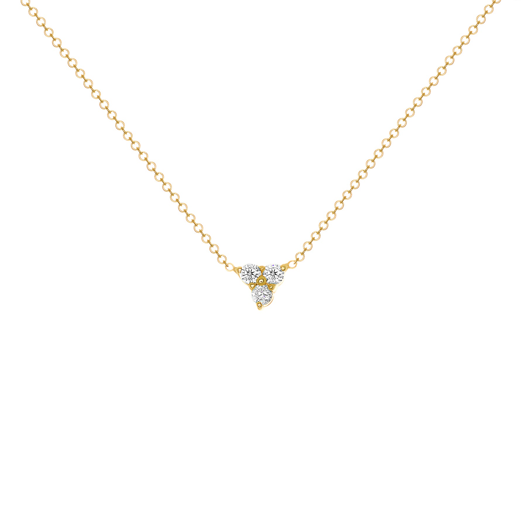 14K Gold Diamond Necklace Three-stone Diamond Necklace Trio Diamond Necklace - Abtin & Company 