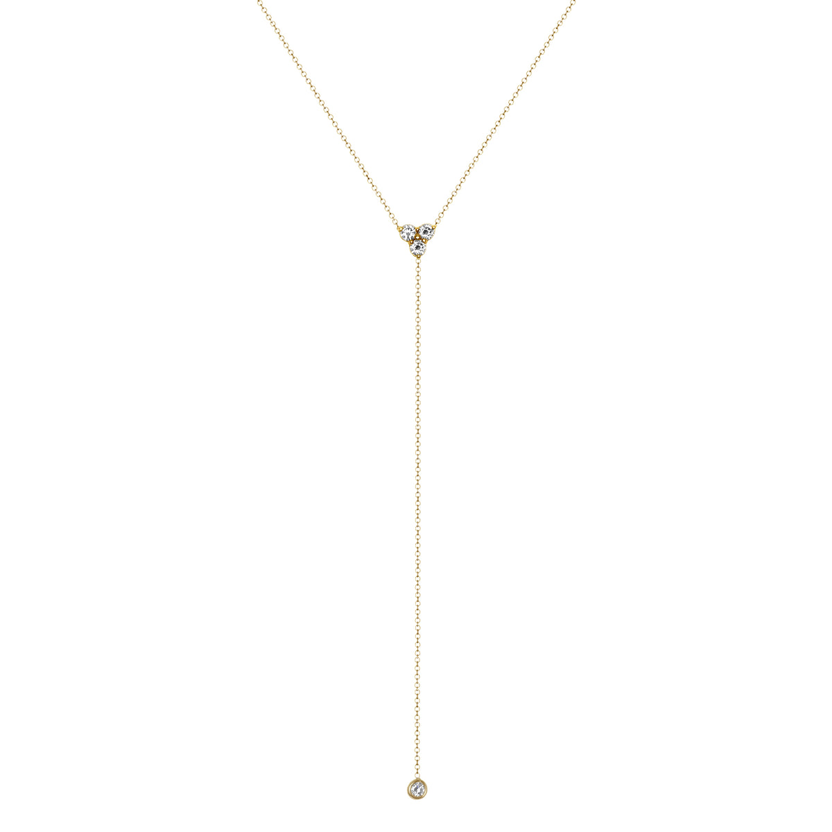 14K Diamond Y-Necklace Lariat Necklace - Abtin & Company 
