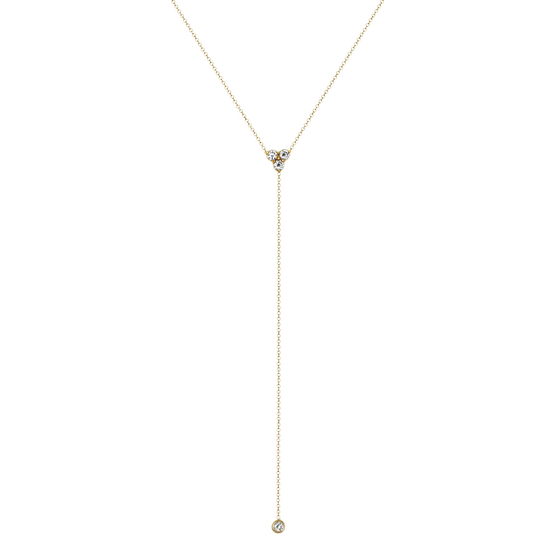 14K Diamond Y-Necklace Lariat Necklace - Abtin & Company 