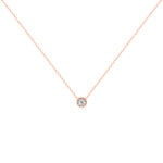 14K Gold Diamond Solitaire Necklace Bezel Set Pendant/Round Diamond Necklace - Abtin & Company 