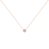 14K Gold Diamond Solitaire Necklace Bezel Set Pendant/Round Diamond Necklace - Abtin & Company 