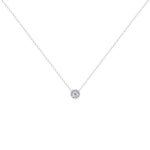 14K Gold Diamond Solitaire Necklace Bezel Set Pendant/Round Diamond Necklace - Abtin & Company 