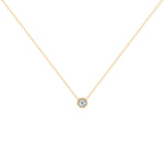 14K Gold Diamond Solitaire Necklace Bezel Set Pendant/Round Diamond Necklace - Abtin & Company 