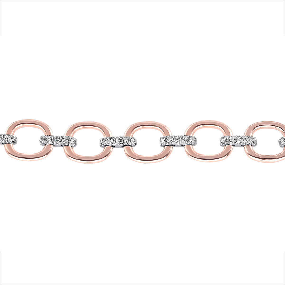 14K Gold Diamond Chain-Link Bracelet Two-Tone Bracelet - Abtin & Company 