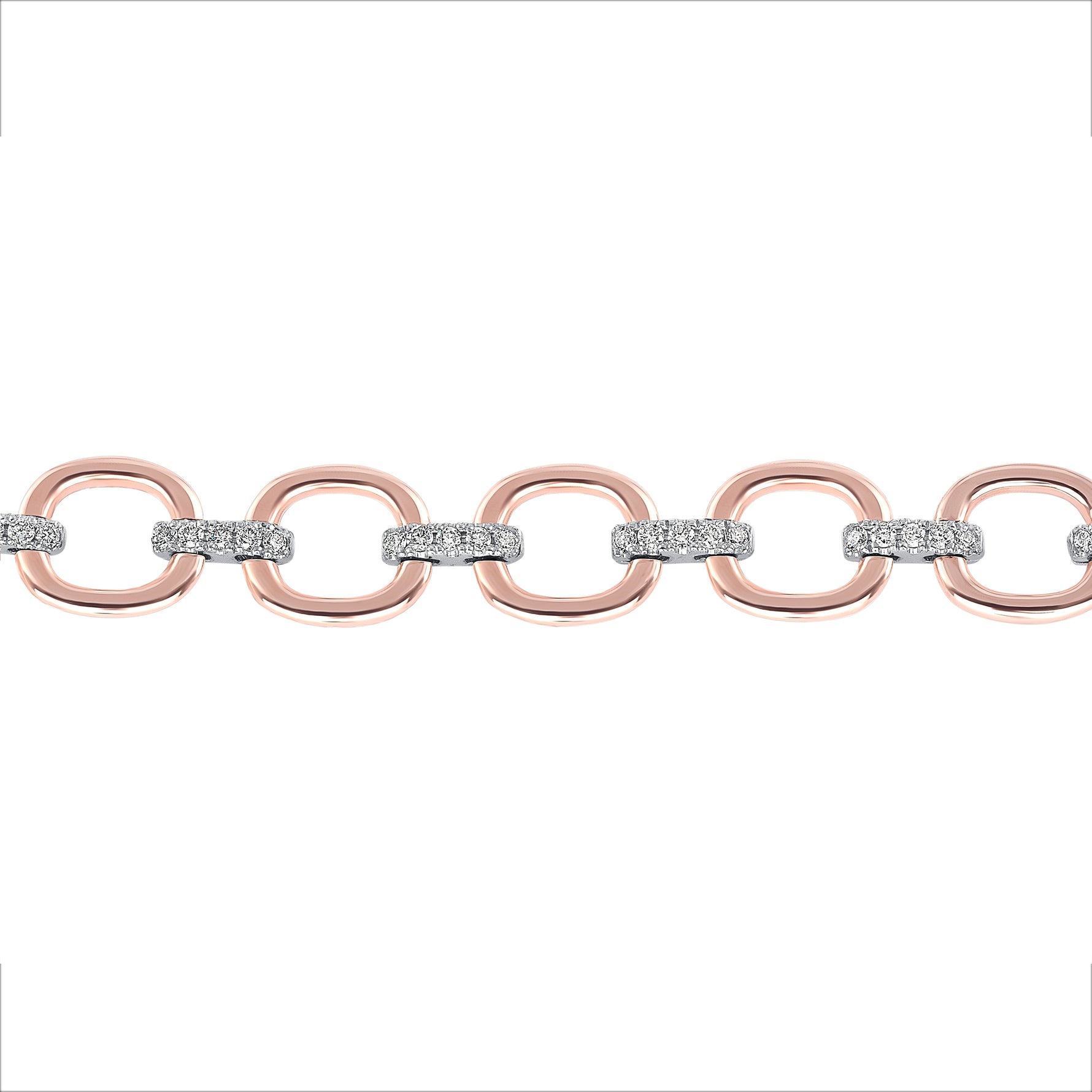 14K Gold Diamond Chain-Link Bracelet Two-Tone Bracelet - Abtin & Company 
